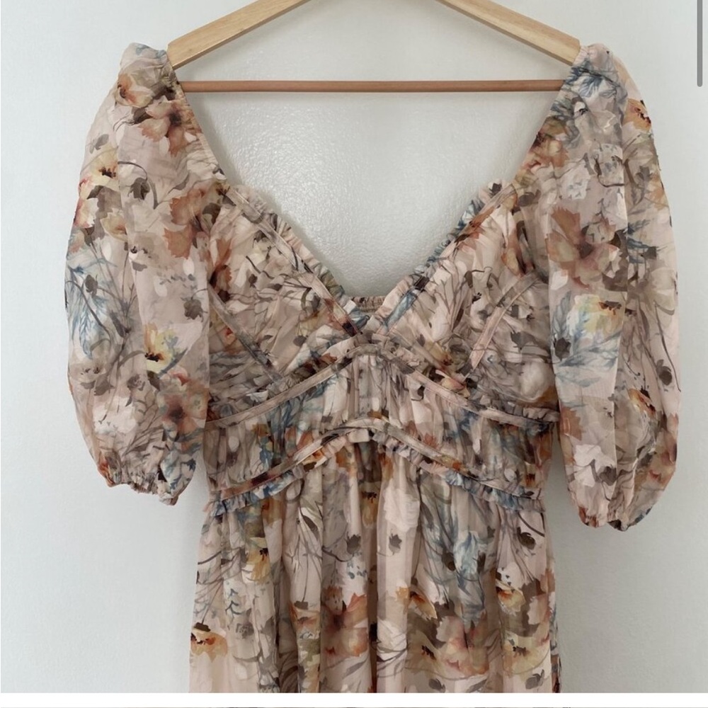 Storia Puff Sleeve Floral Maxi Dress Romantic